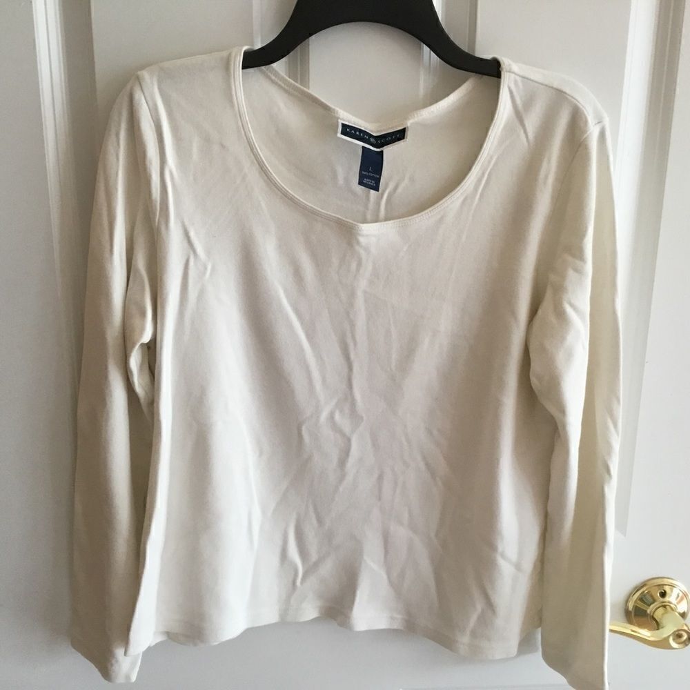 NWOT Karen Scott Women’s L White L/S Tee